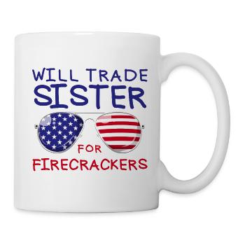 Échangez votre sœur contre des feux d'artifice pour les enfants le 4. - Mug blanc - blanc - Droite