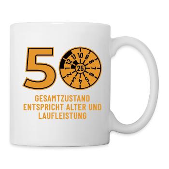HU Oktober 2025 - 50 Jahre - Geburtstag Geschenk - Tasse - Weiß - Rechts