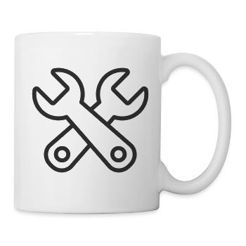 Minimalist Crossed Tools Line Art Icon - Mug - white - Right