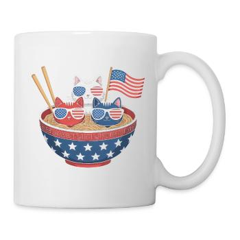 Ramen Cat Noodles Cute Independence Day 4th of - Mug - white - Right