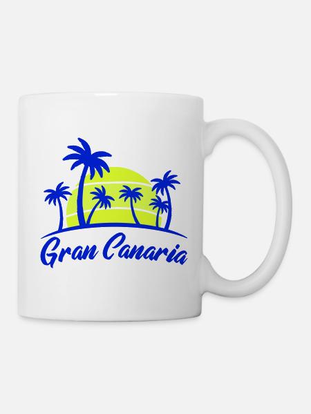 Gran Canaria sunset with palm trees - Mug - white