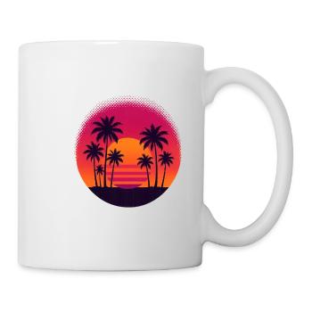 Tropischer Sonnenuntergang mit Palmen - Tasse - Weiß - Rechts