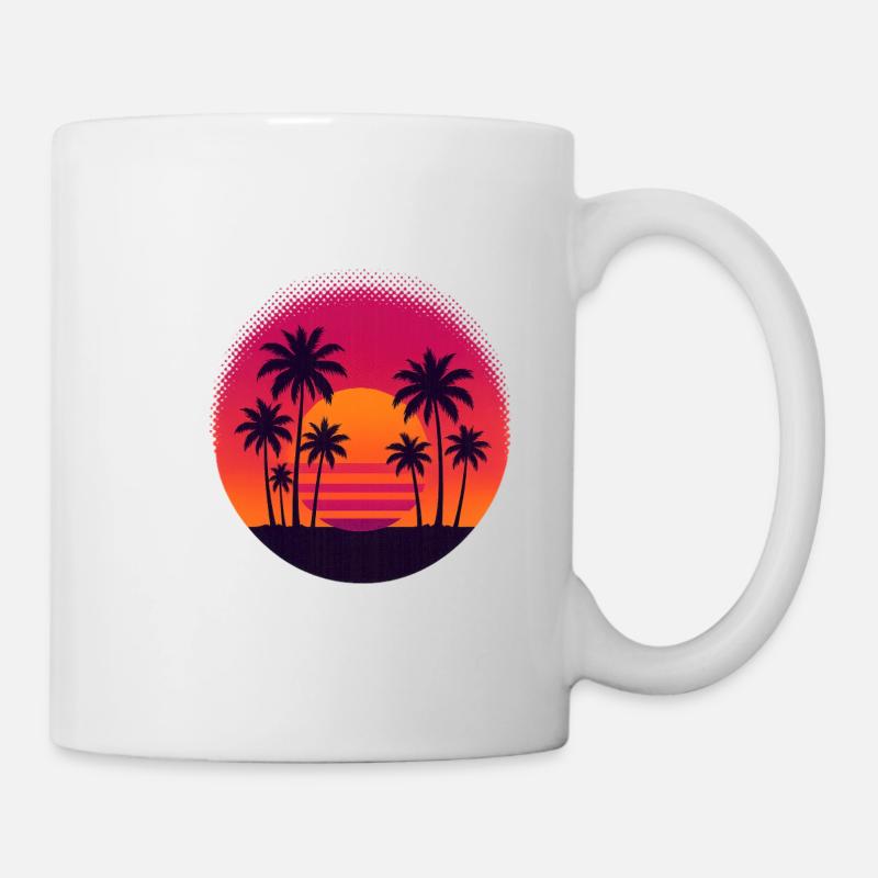 Tropical sunset with palm trees - Mug - white