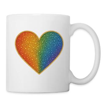 Funkelndes Regenbogenherz Design - Tasse - Weiß - Rechts