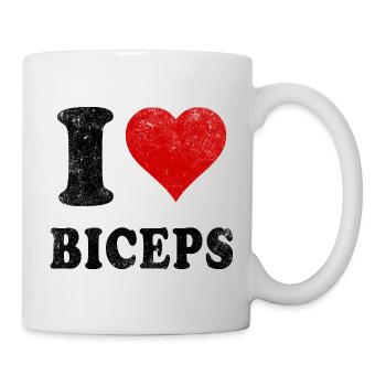 J’aime (Cœur) Biceps Gym Muscles Levage Bras en forme - Mug blanc - blanc - Droite