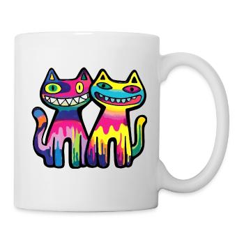 Chats Couple Coloré - Mug blanc - blanc - Droite