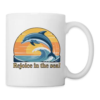 Dolphins Leaping at Sunset Design - Mug - white - Right