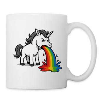 Puking Unicorn – Funny Rainbow Design - Mug - white - Right