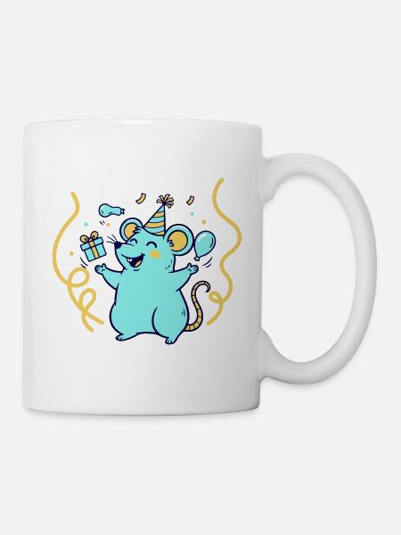 Temps festif avec chapeau et ballons - Mug blanc - blanc