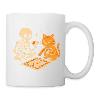 Un squelette rencontre un tigre dans un jeu de société - Mug blanc - blanc - Droite
