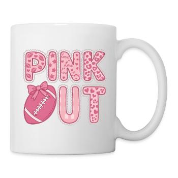 Pink Out Football Bewusstsein für Brustkrebs - Tasse - Weiß - Rechts