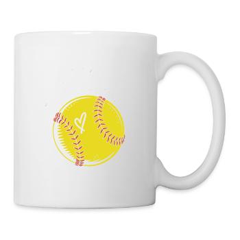 Softball Illustration mit Herz - Tasse - Weiß - Rechts