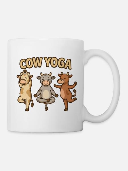 Illustration de yoga de vache - Mug blanc - blanc