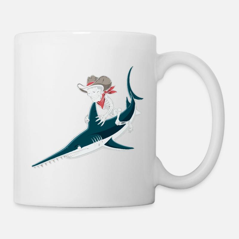 Knochencowboy auf Sägefisch-Abenteuer Sägerochen  - Tasse - Weiß