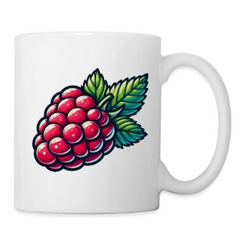 Himbeere anschaulich illustriert - Tasse - Weiß - Rechts