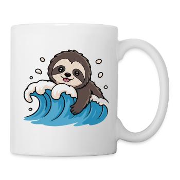 Faultier Surfen auf Ocean Wave - Tasse - Weiß - Rechts