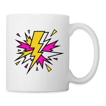 Gelber Strahl Neon-Explosion - Tasse - Weiß - Rechts