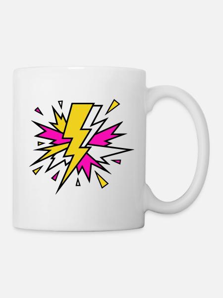 Yellow Beam Neon Explosion - Mug - white