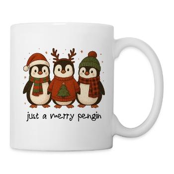 Frohe Pinguin-Weihnachten - Tasse - Weiß - Rechts