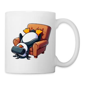 Funny Penguin VR Gaming Gamer Nerd Armchair - Mug - white - Right