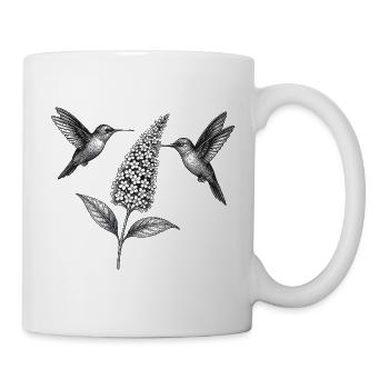 Kolibris mit Blume Boho Cottagecore - Tasse - Weiß - Rechts