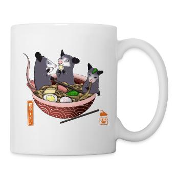 Opossum Mangeant Ramen T-shirt drôle - Mug blanc - blanc - Droite