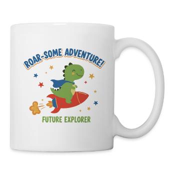 Dino auf Raketen-Abenteuer - Tasse - Weiß - Rechts