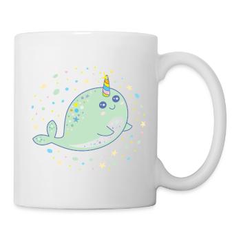 Cute Narwhal Whale Unicorn Kawaii Pastel Colors - Mug - white - Right
