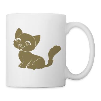 Cute Cat Cartoon Silhouette Minimalist - Mug - white - Right