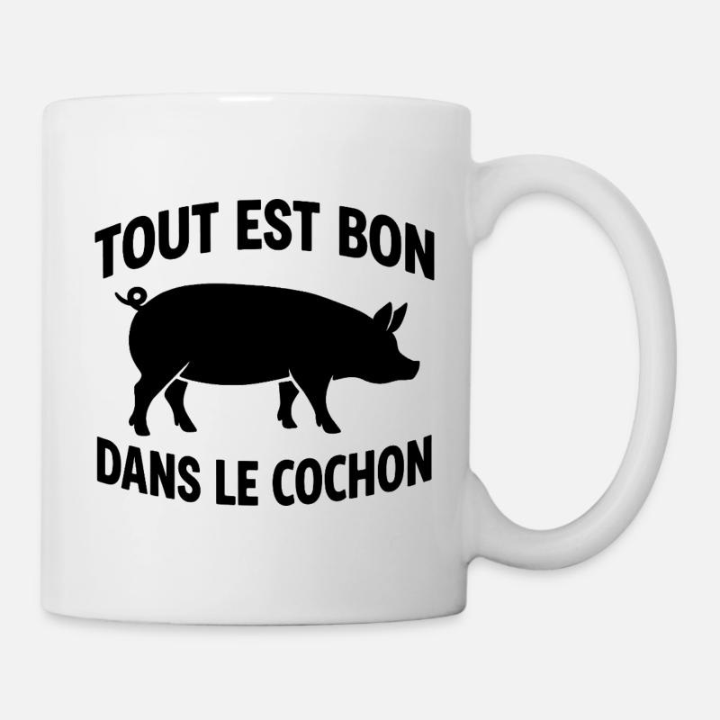 Tout est bon dans le cochon humour cuisine bbq - Mug blanc - blanc