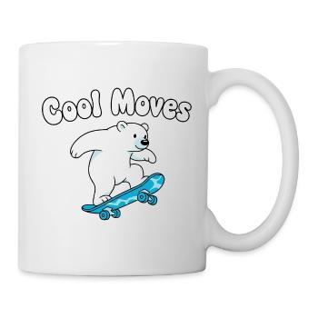 Cool Moves Eisbär Skateboard - Tasse - Weiß - Rechts