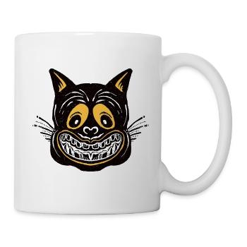 Dunkle Grinsekatze - Tasse - Weiß - Rechts