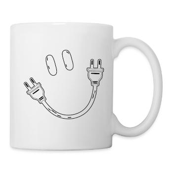 Strom Schuko Stecker Steckdose Elektrik Geschenk - Tasse - Weiß - Rechts