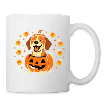 Chiot Halloween dans Citrouille Souriante - Mug blanc - blanc - Droite