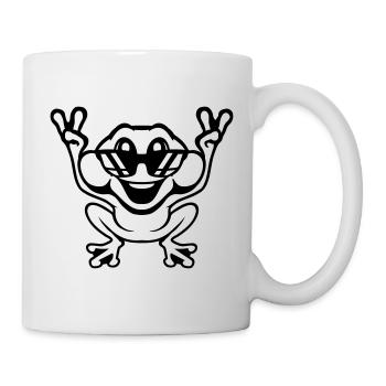 Grenouille Crapaud Cool Lunettes de soleil Victoire Paix Mains - Mug blanc - blanc - Droite