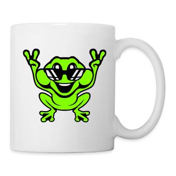 Grenouille Crapaud Cool Lunettes de soleil Victoire Paix Mains - Mug blanc - blanc - Droite