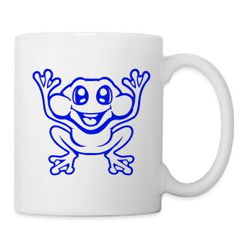Frosch Kröte lacht lustig springt glücklich Comic  - Tasse - Weiß - Rechts