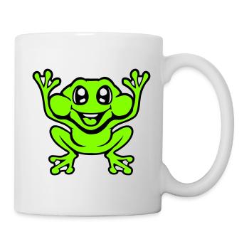 Frosch Kröte lacht lustig springt glücklich Comic  - Tasse - Weiß - Rechts