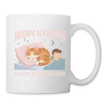 Mein Kissen gehört der Katze - Katzenbesitzer - Tasse - Weiß - Rechts