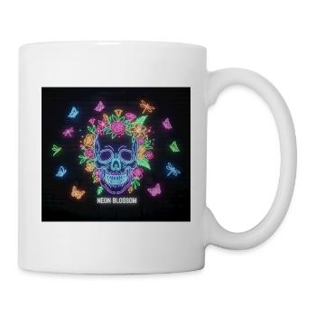 Neonblossom Totenkopf Design - Tasse - Weiß - Rechts