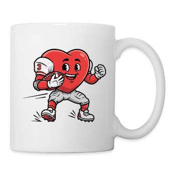 Niedliches Herz Fußballspieler Cartoon Maskottchen Kunst - Tasse - Weiß - Rechts