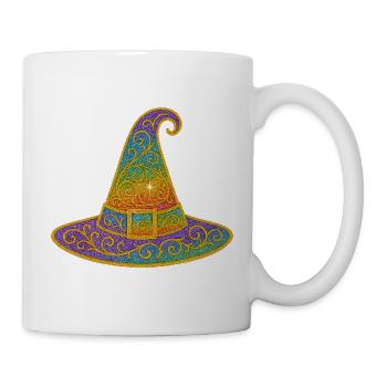 Regenbogen Glitzer Hexenhut - Tasse - Weiß - Rechts