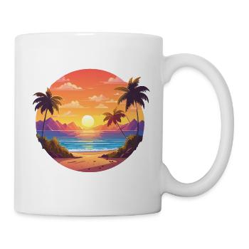 Sonnenuntergang Palmenbucht - Tasse - Weiß - Rechts