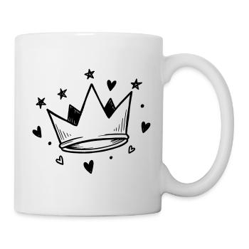Douce couronne avec des cœurs et des étoiles | Doodle Look - Mug blanc - blanc - Droite