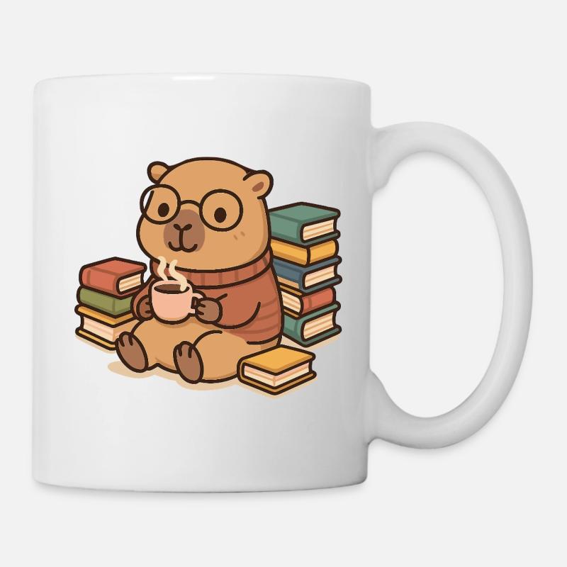 Capybara Leseratte – Bücher & Kaffee ☕📚 - Tasse - Weiß