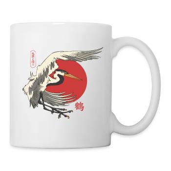 Japanese crane with red sun - Mug - white - Right