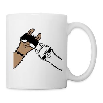 2 Coole Lamas Sonnenbrillen Lustige Nerd Freunde - Tasse - Weiß - Rechts