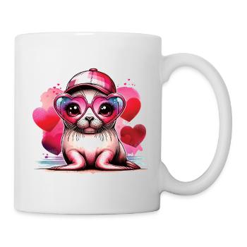 Babyrobbe Herzbrille Kawaii Seehund - Tasse - Weiß - Rechts