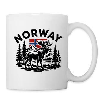 Norwegian forest landscape with moose and flag - Mug - white - Right