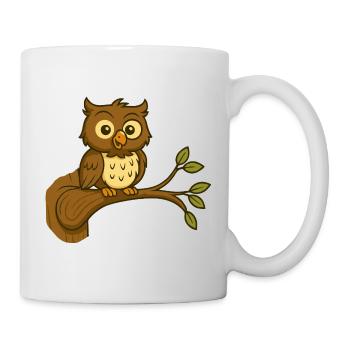 Niedliche WaldEule auf Ast - Tasse - Weiß - Rechts